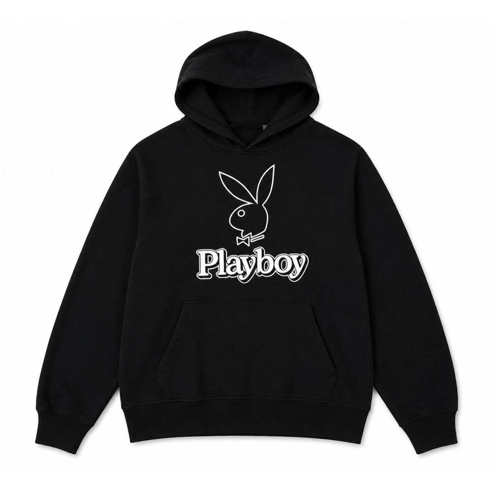 Playboy PacSun Hoodie Black Oversized Graphic Bunny Logo Unisex Size S